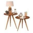 Ver imagem 3 de Duas Mesinhas Apoio e Lateral Redondas Pés Palito Freijó