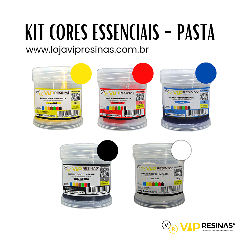 Kit 5 Cores Pigmentos Epóxi Essenciais em Pasta P/resinas - 2