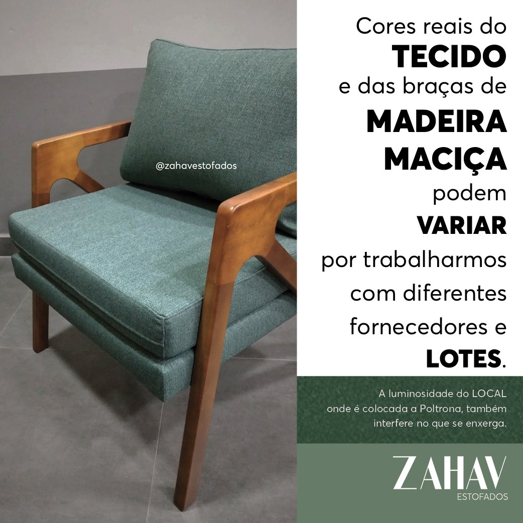 Poltrona Decorativa Madeira Maciça Luxo Itália Linho Verde - Zahav Estofados - 5