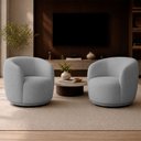 Ver imagem 1 de Kit 2 Poltronas Decorativas Sala de Estar Melissa Giratória Linho Cinza M1 - Monari Design