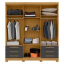 Ver imagem 4 de Guarda-Roupa Casal com 6 Portas 6 Gavetas e Chaves 200cm Multimóveis CR35672 Madeirado/Cinza
