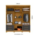 Ver imagem 3 de Guarda-Roupa Casal com 6 Portas 6 Gavetas e Chaves 200cm Multimóveis CR35672 Madeirado/Cinza