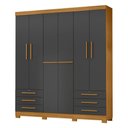 Ver imagem 2 de Guarda-Roupa Casal com 6 Portas 6 Gavetas e Chaves 200cm Multimóveis CR35672 Madeirado/Cinza