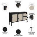 Ver imagem 6 de Balcão Aparador Buffet Pés de Madeira Arlo A10 Nero-preto - Mpozenato