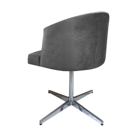 Cadeira Poltrona Base Cromada Giratoria Estofada Arkadina Suede Cinza