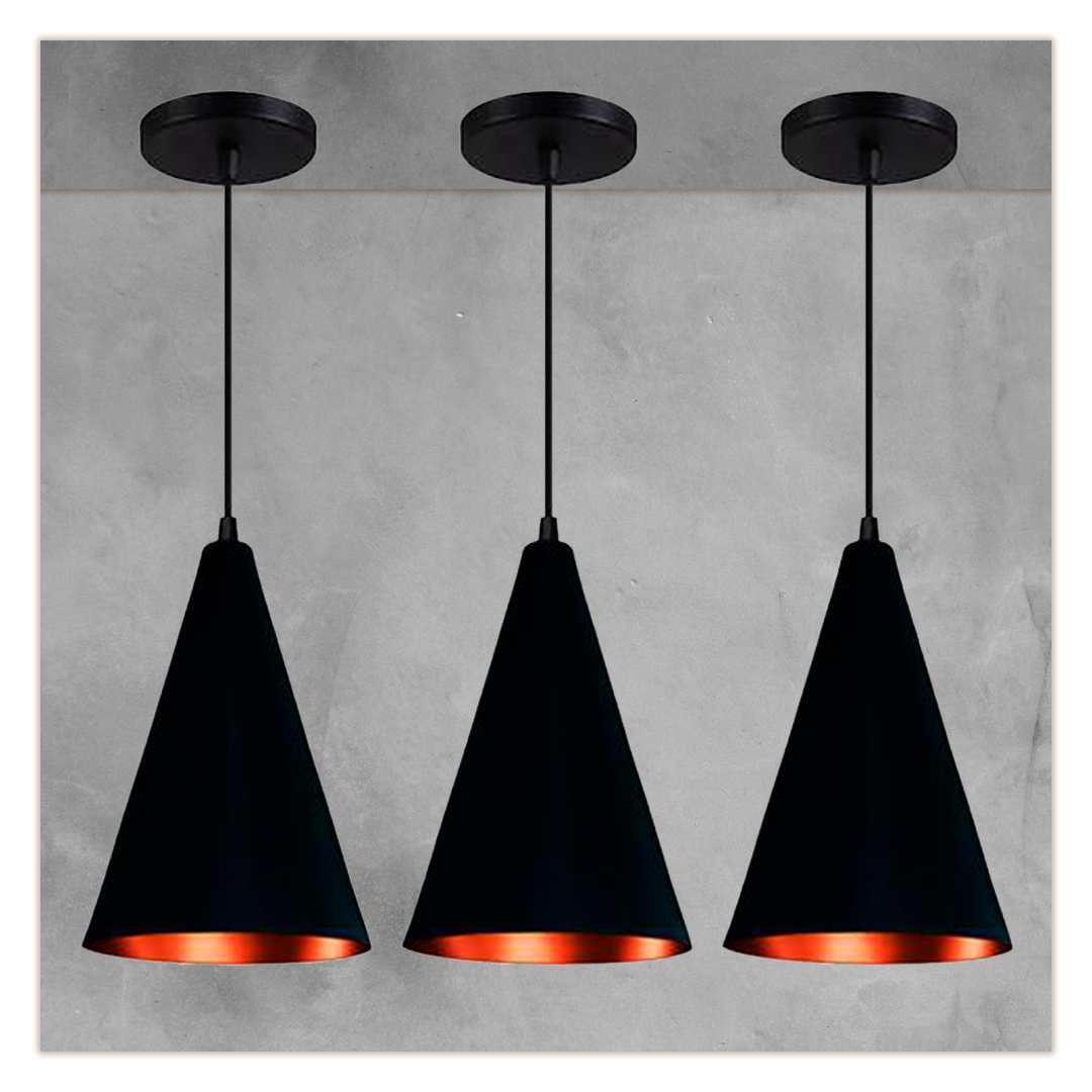 Luminária pendente cone kit com 3 MadeiraMadeira