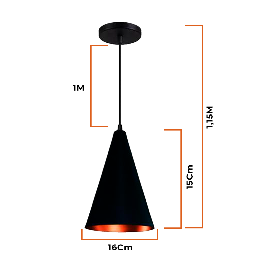 Luminária pendente cone kit com 3 MadeiraMadeira