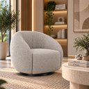 Ver imagem 2 de Poltrona Giratória 360° Orgânica Bouclé Sala Recepção Nuvem:Bouclê/Cinza