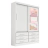 Guarda Roupa Solteiro 2 Portas e 6 Gavetas com Espelho Cor:branco - 1