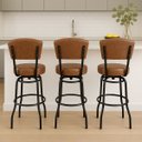 Ver imagem 1 de Banqueta Alta Bar Giratória com Encosto Cor Preta Assento Grosso Confortável Cor Whisky Kit 3 Peças