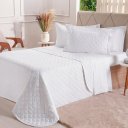 Ver imagem 1 de Kit Colcha Casal 200 Fios Lisa 220x240cm Branco