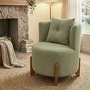 Ver imagem 3 de Poltrona Decorativa Orgânica Curva Luna Boucle Verde Menta - Montanaris Decor