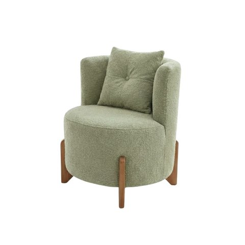 Poltrona Decorativa Orgânica Curva Luna Boucle Verde Menta - Montanaris Decor