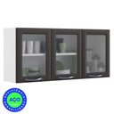 Ver imagem 2 de Kit 2 Armários Aéreos Multiuso Itatiaia Aço 3 Portas Com Vidro New Premium Cozinha e Área de