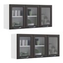 Ver imagem 1 de Kit 2 Armários Aéreos Multiuso Itatiaia Aço 3 Portas Com Vidro New Premium Cozinha e Área de