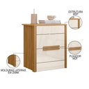 Ver imagem 3 de Mesa de Cabeceira 2 Gavetas 51cm Lara M07 Freijó/off White - Mpozenato