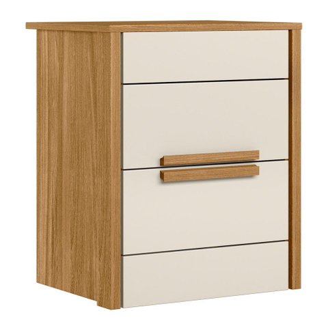 Mesa de Cabeceira 2 Gavetas 51cm Lara M07 Freijó/off White - Mpozenato