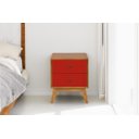 Ver imagem 1 de Mesa de Cabeceira Retrô 2 Gavetas - Vermelho