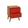 Mesa de Cabeceira Retrô 2 Gavetas - Vermelho - 3