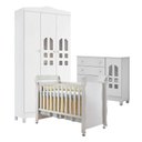 Ver imagem 1 de Quarto de Bebê New Selena 3 Portas com Cômoda Selena e Berço Mirelle Branco Brilho – Carolina M