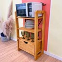 Ver imagem 2 de Aparador de Madeira Pinus Linea de 4 Prateleiras Slim com Gaveta Nozes