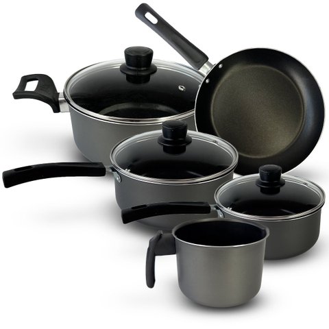 Conjunto Jogo De Panela Antiaderente 5 Peças Alumínio - Grafite