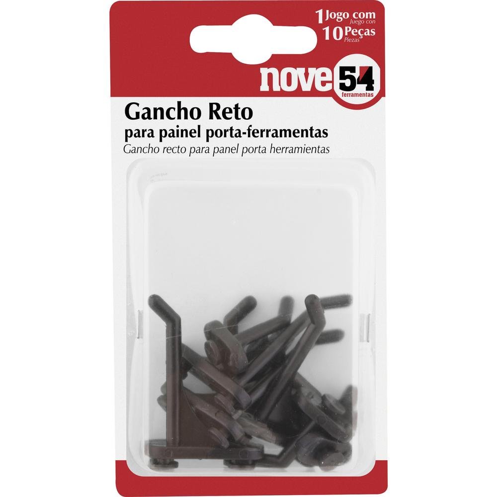 Gancho Reto p/ Painel Porta-Ferramentas c/ 10 peças Nove54 - 4