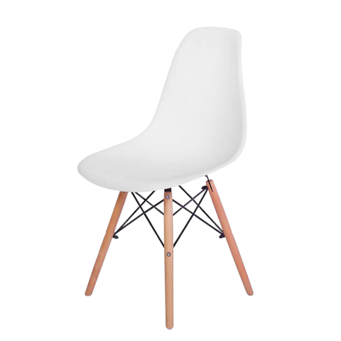 Cadeira Eames Branca - Base Madeira Maciça