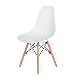 Cadeira Eames Branca - Base Madeira Maciça - 1 Cadeira Eames Branca - Base Madeira Maciça - 1