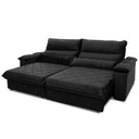 Ver imagem 1 de Sofá Retrátil Reclinável Grécia 2,30m Suede Velut Preto Molas no Assento - King House