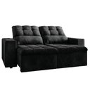 Ver imagem 1 de Sofá Retrátil e Reclinável 2 Lugares 1,80m Veludo Malibu Preto Selmer