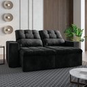 Ver imagem 2 de Sofá Retrátil e Reclinável 2 Lugares 1,80m Veludo Malibu Preto Selmer