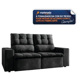 Sofá Retrátil e Reclinável 2 Lugares 1,80m Veludo Malibu Preto Selmer - 5