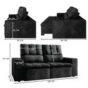 Ver imagem 3 de Sofá Retrátil e Reclinável 2 Lugares 1,80m Veludo Malibu Preto Selmer