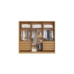 Guarda-roupa casal 6 portas 9 gavetas 2,70m Ibiza-Nature/Off - Bianchi Móveis - 2