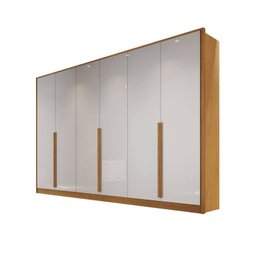 Guarda-roupa casal 6 portas 9 gavetas 2,70m Ibiza-Nature/Off - Bianchi Móveis - 1