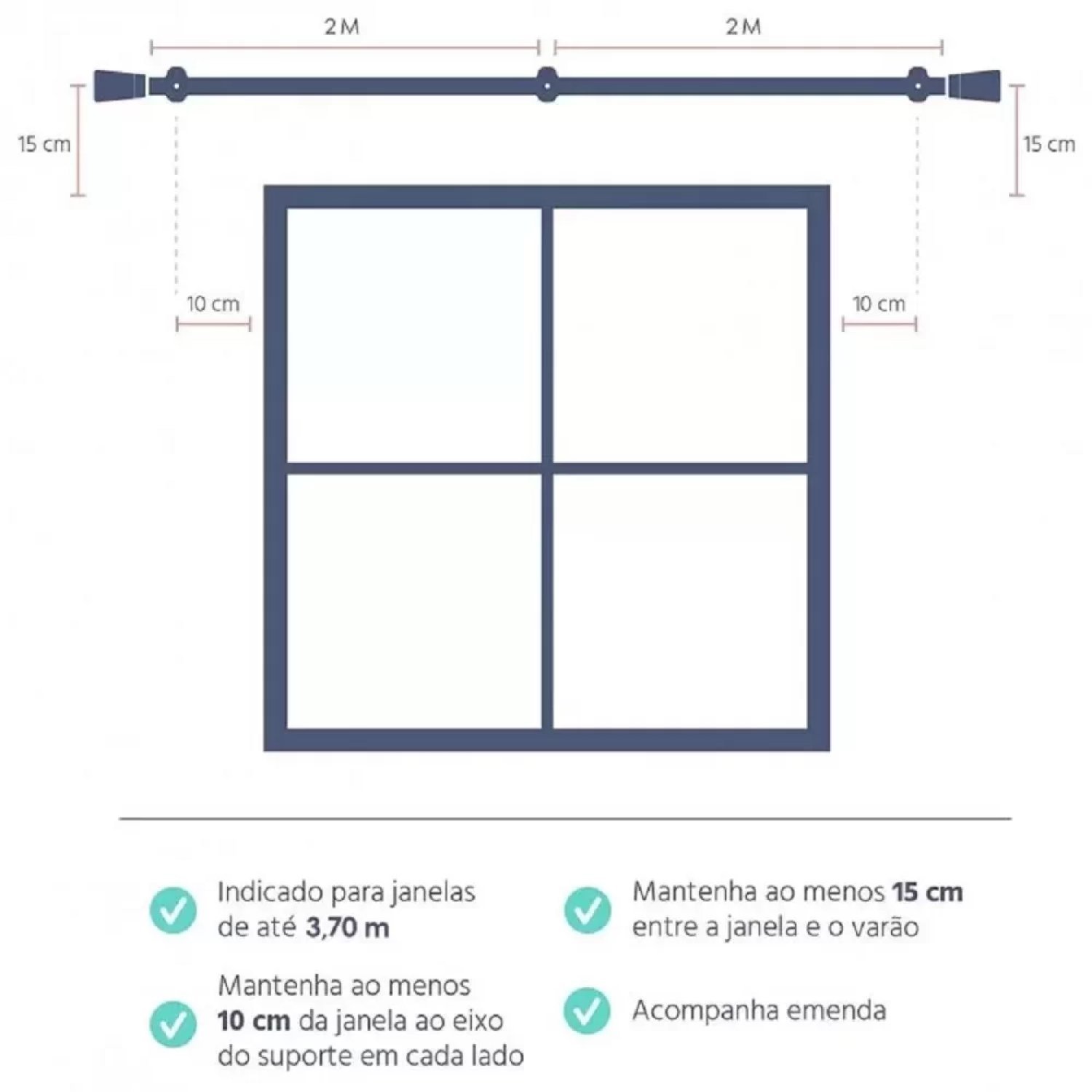 Kit Varão Duplo  de Cortina 400cm com Emenda Eco Compacto Belchior - 3