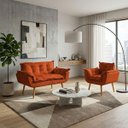 Ver imagem 1 de Kit Namoradeira e Poltrona Decorativa para Sala Recepção Manicure Consultório Alice Tecido Suede
