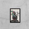 Quadro Buda Let That Shit Go 45x34cm - com vidro:Madeira preta - 1