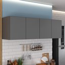 Ver imagem 1 de Armário de Cozinha Aéreo 4 Portas Multimóveis Mp2156 Grafite