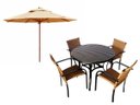 Ver imagem 1 de Kit 4 Cadeiras e Mesa com Tampo Ripado em Alumínio e Ombrelone para Piscina, Jardim, Edícula, Á - Pr
