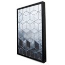 Ver imagem 2 de Quadro Decorativo Caixa Geométrico Cubos Azul Tacolado Moldura Caixa 3cm Madeira com Vidro 60 X 90cm