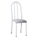 Ver imagem 2 de Kit 4 Cadeiras de Cozinha Flórida Estampado Prata Pés de Ferro Branco - Pallazio