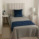 Ver imagem 2 de Peseira Drapeada Veludo Luxo 1,60x0,50m Dupla Face cama solteiro Azul Marinho