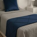 Ver imagem 4 de Peseira Drapeada Veludo Luxo 1,60x0,50m Dupla Face cama solteiro Azul Marinho