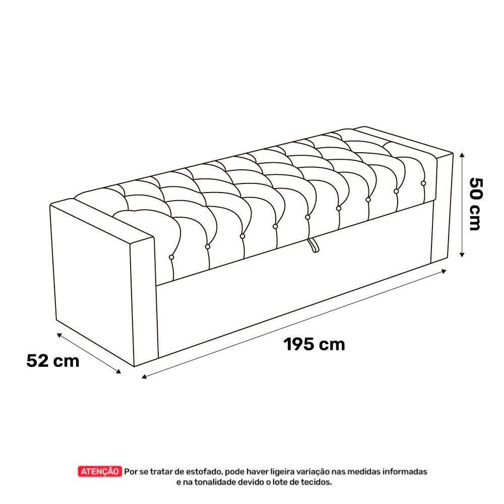 Cabeceira e Calçadeira Báu King Size Atena 195cm Capitonê Veludo Azul Marinho - Desk Design - 9