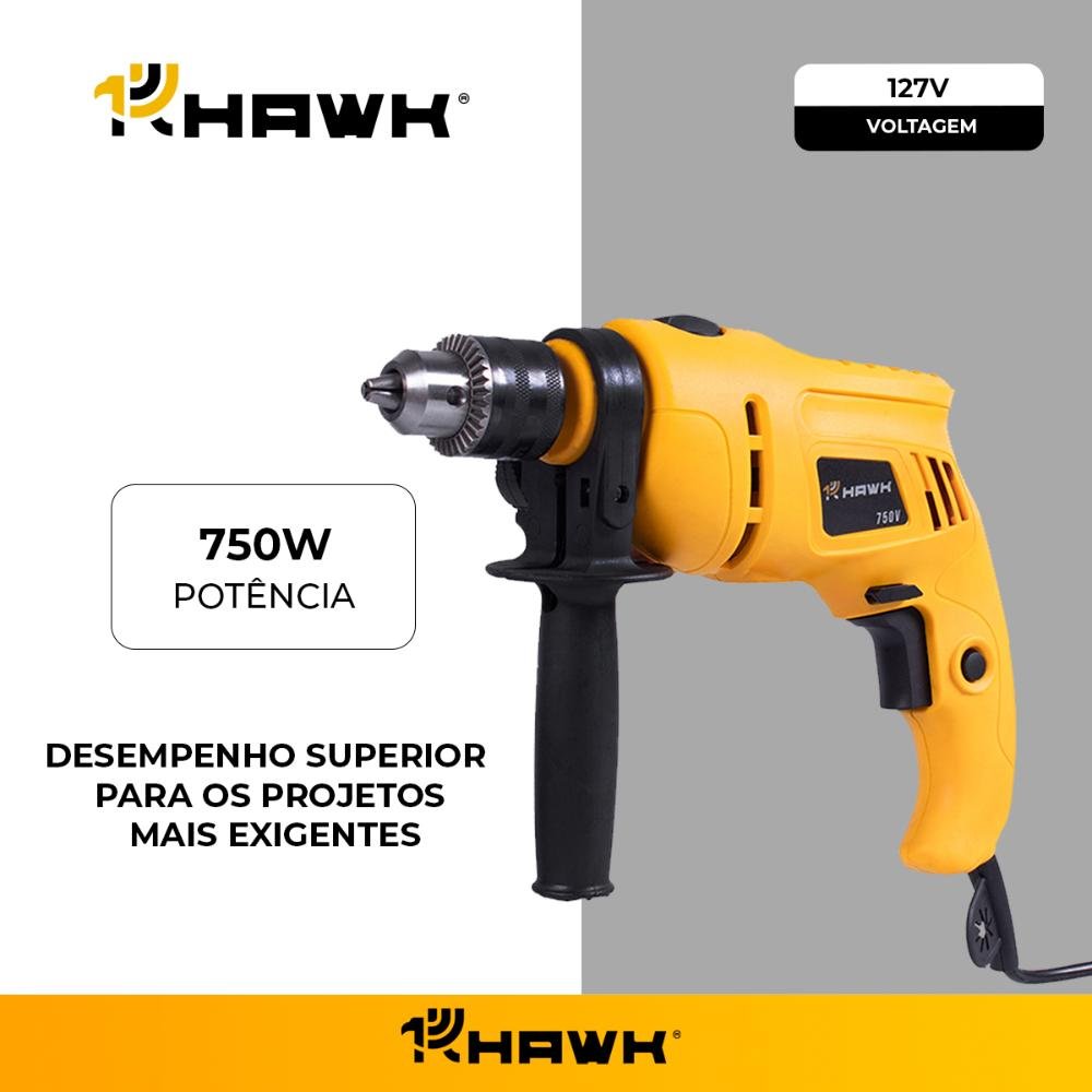 Furadeira de Impacto 13mm 750w 3000rpm 127v Hw2041 Hawk - 2