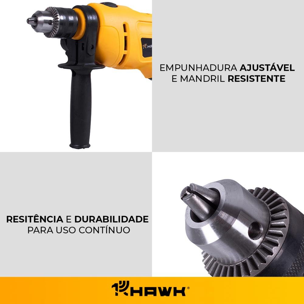 Furadeira de Impacto 13mm 750w 3000rpm 127v Hw2041 Hawk - 5