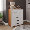 Ver imagem 1 de Cômoda Valência com 5 Gavetas 90x104cm Freijó/Branco 240831
