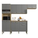Ver mais imagens de Armário de Cozinha Compacta 12 Portas 1 Gaveta com Balcão London - Freijó/gris